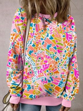 Colorful Abstract -Print Sweatshirt - Pink Multi